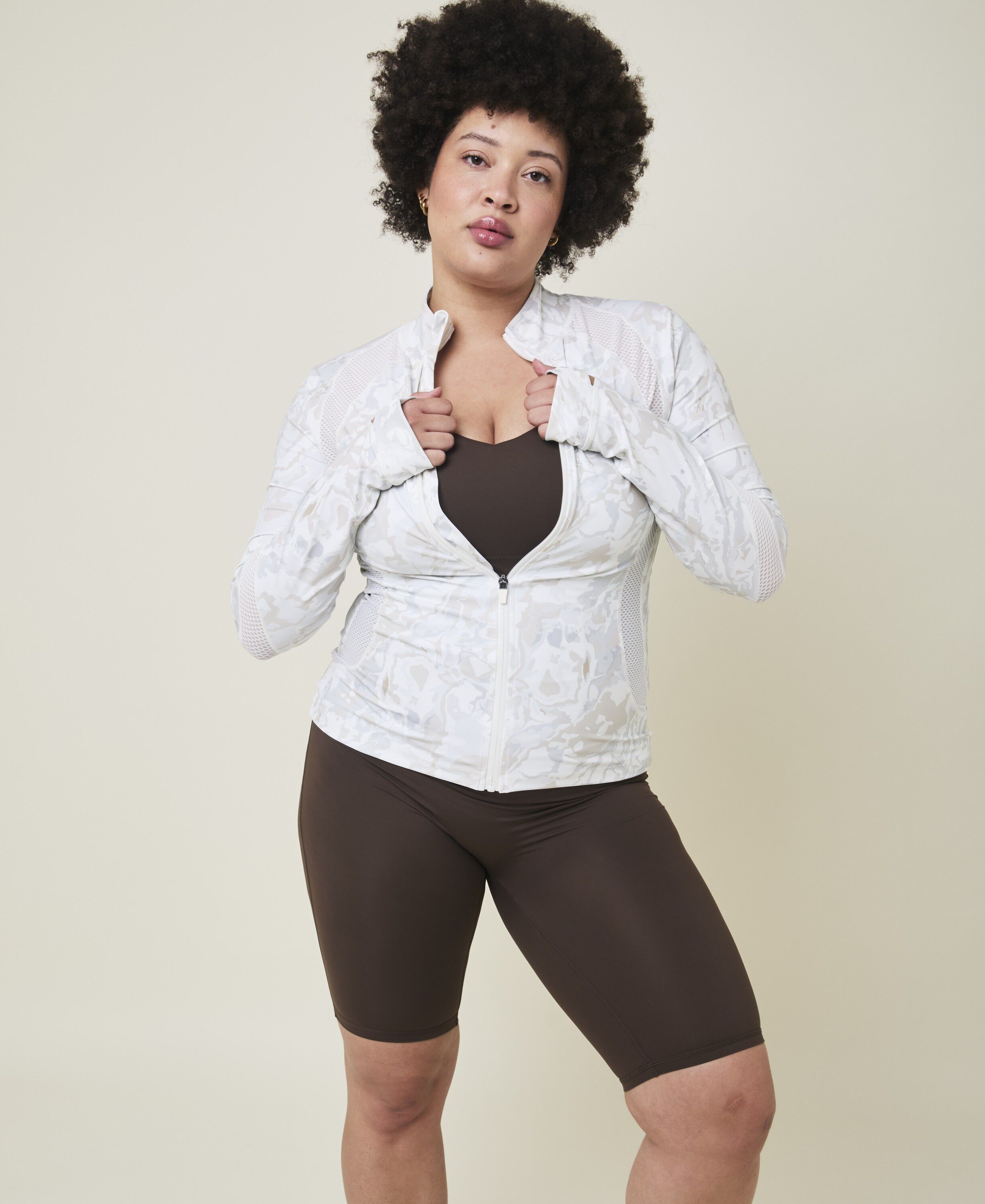 Alma Jakke med lynl&aring;s - Marble Print