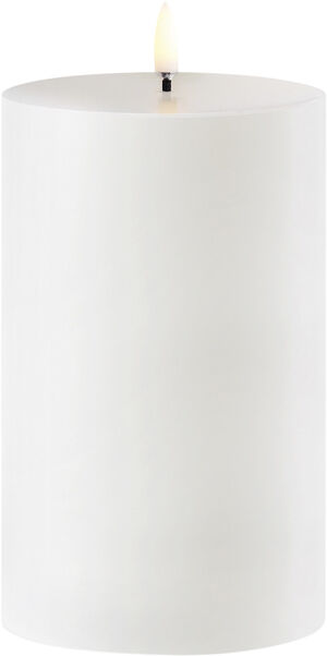 Outdoor LED pillar candle, White, 8,4x15 cm