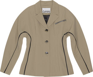 Twill Suiting Curved Sleeve Blazer