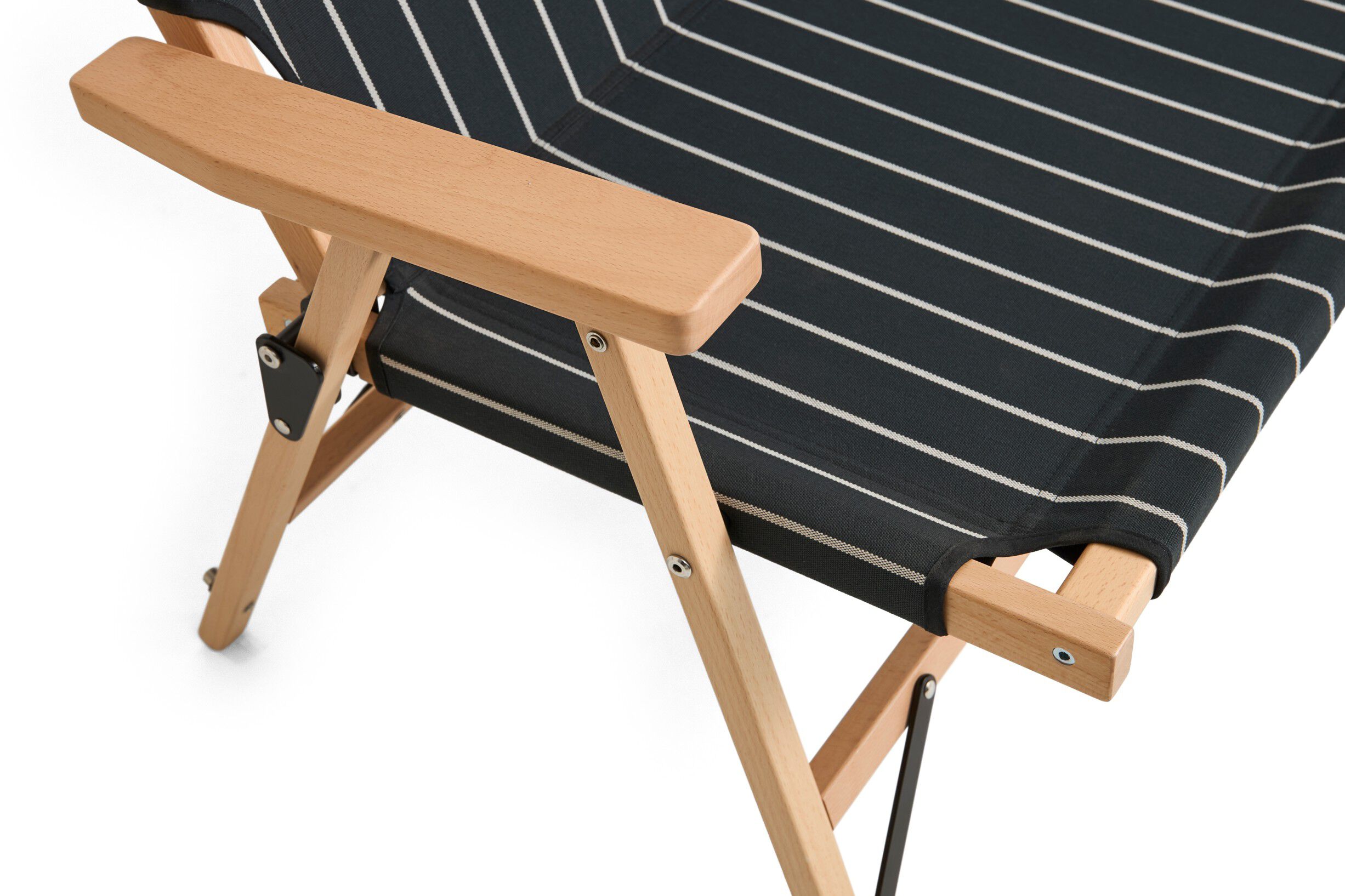 Outdoor Market Folding Sofa - Black with beige stripe -