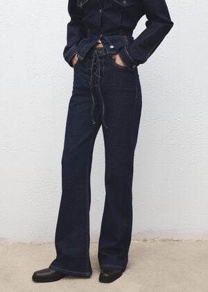 Flare jeans with drawstrings