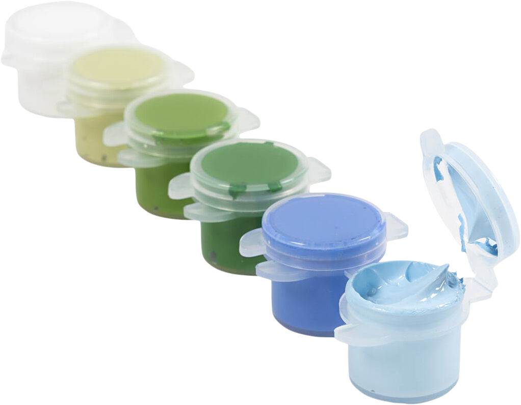 Plus Color Hobbymaling, bl&aring;/gr&oslash;n harmoni, 6x5ml.