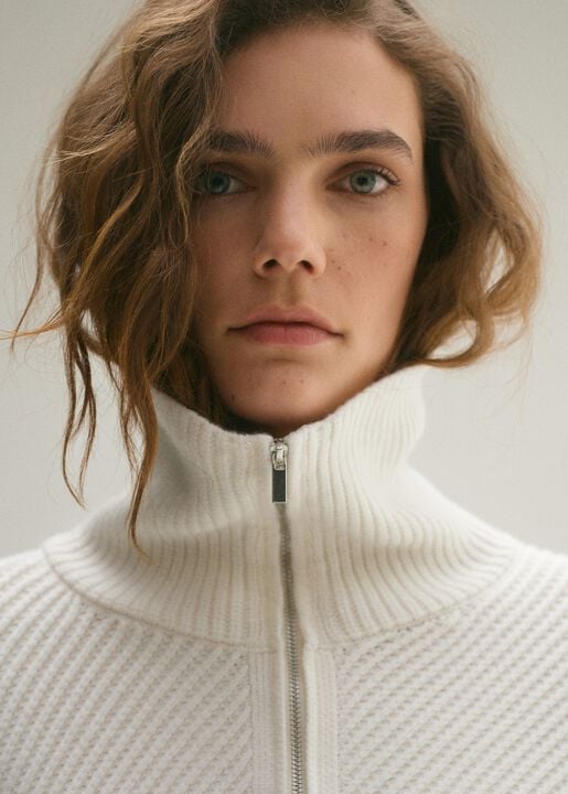 Striped ribbed-knit sweater