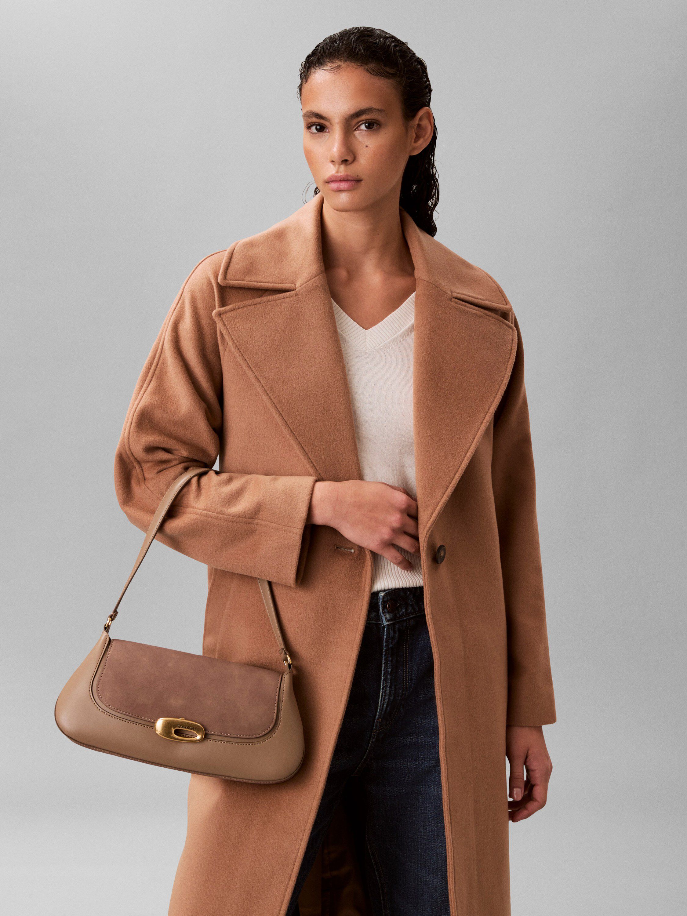 Engraved Brushed Sueded Shoulder Bag