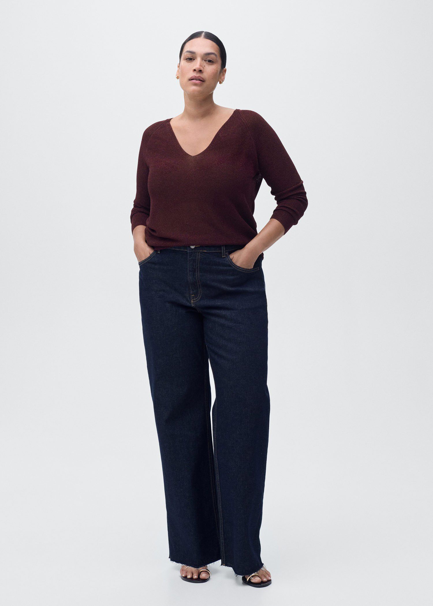 V-neck lurex sweater