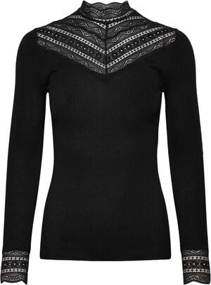 RWBenita Silk LS Lace T-neck T-shirt