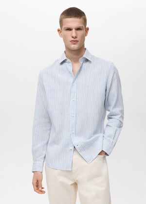 Regular fit striped linen shirt