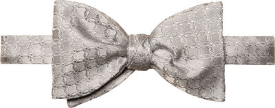 Light Grey Geometric Woven Silk Bow Tie