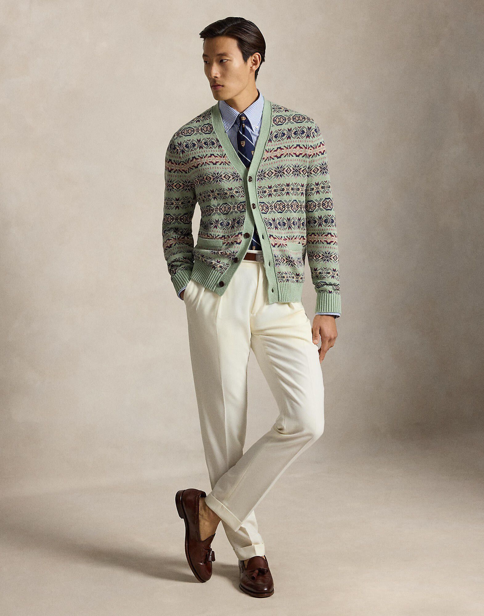 Fair Isle Linen-Cotton Cardigan