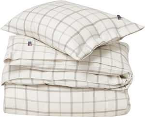 White/Brown Checked Cotton Flannel Bed Set