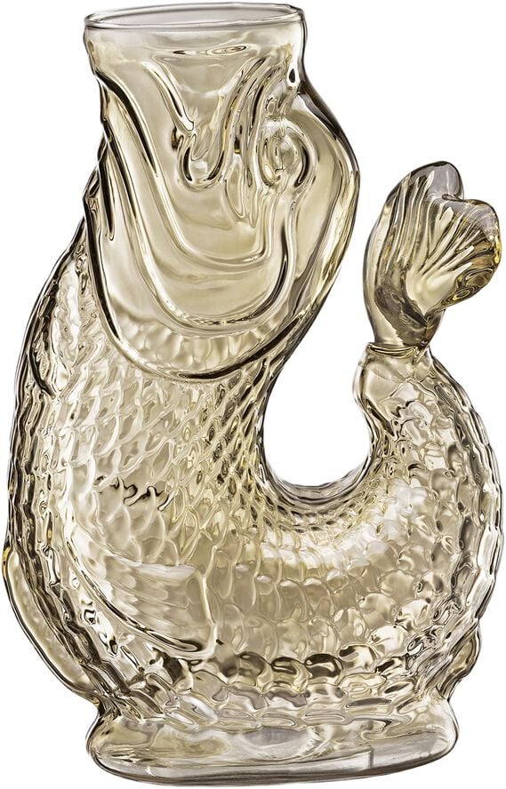 Vandkaraffel fisk, beige, glas, NEMO