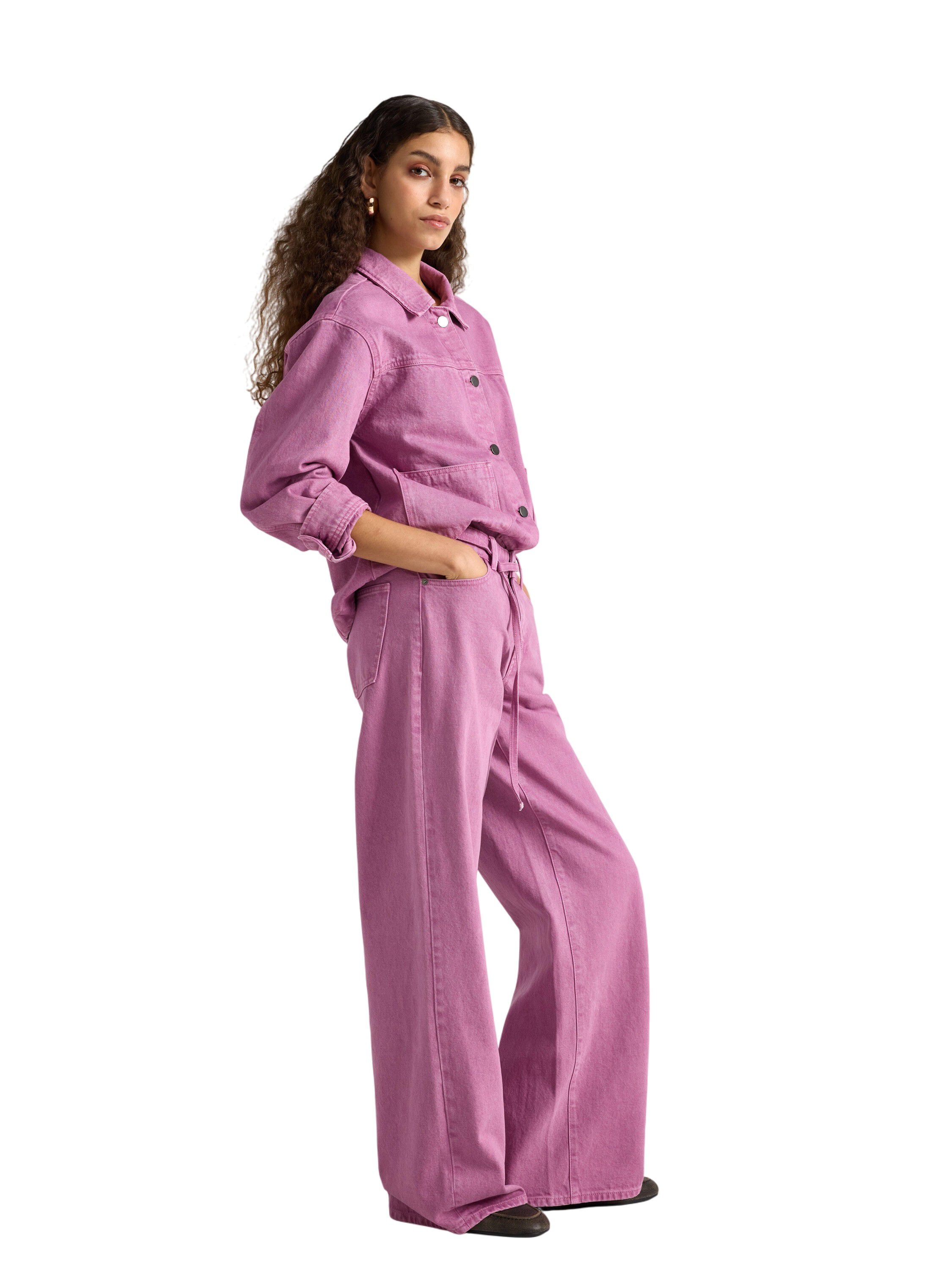 Trousers in twill with wide fit, re