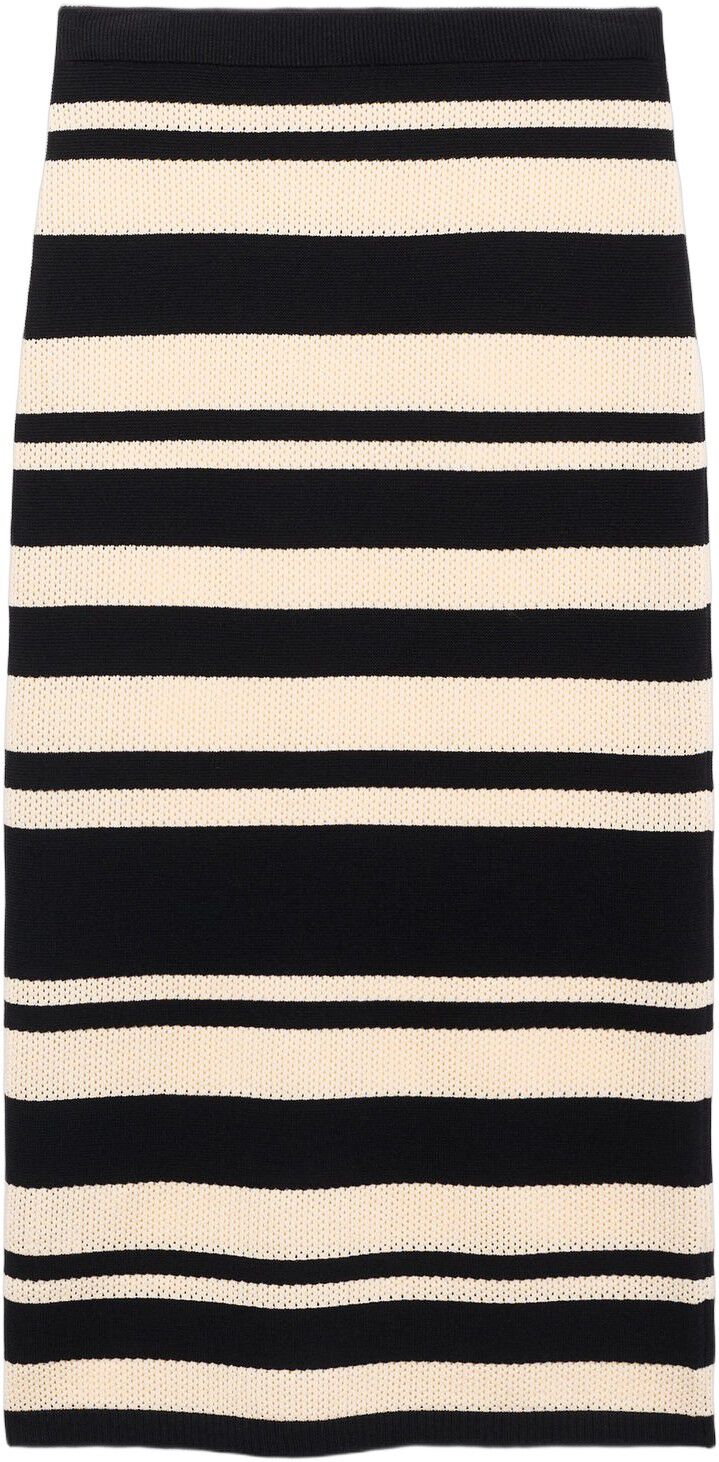 Knitted midi skirt with stripes