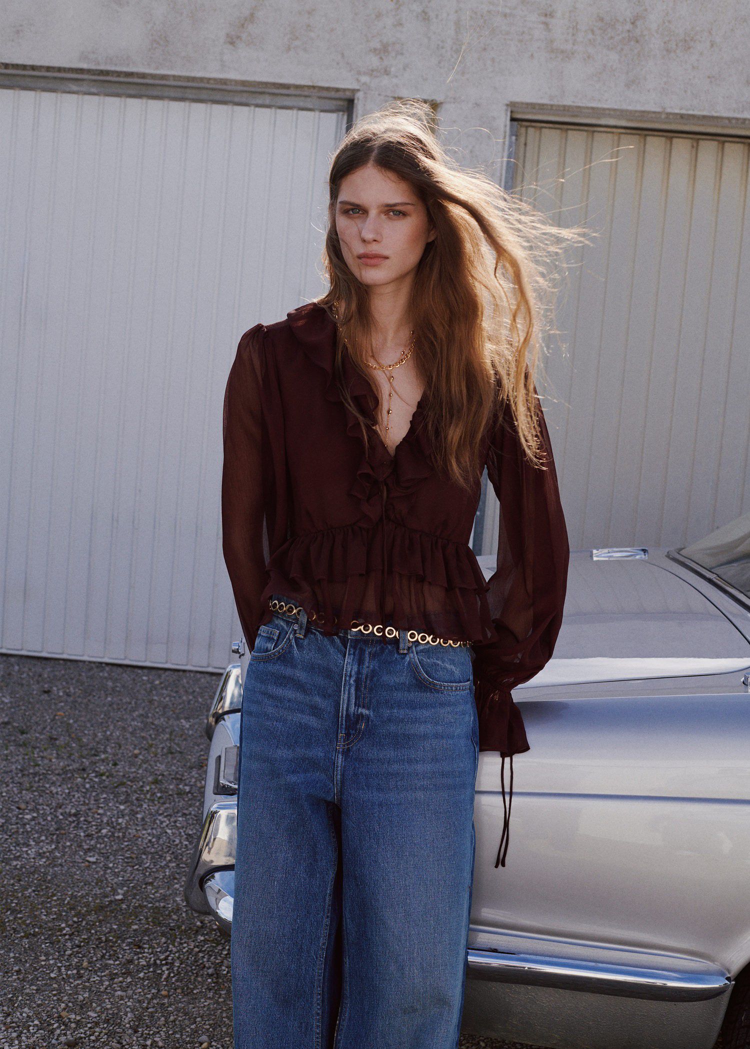 Fluid ruffled blouse