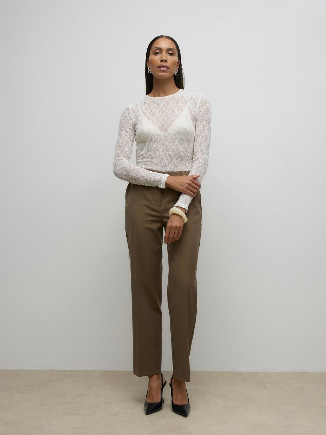 Awtessy Ls O-Neck Lace Top Noos