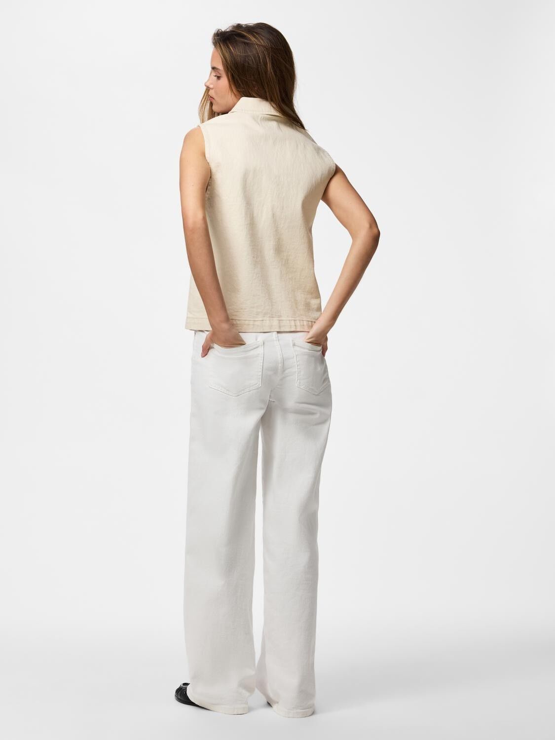 Pcgrace Sl Denim Polo Top Bc