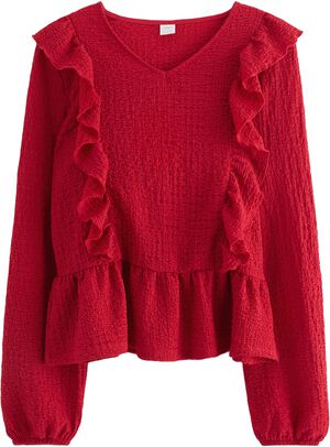 Top i jersey med tekstur, samt lang