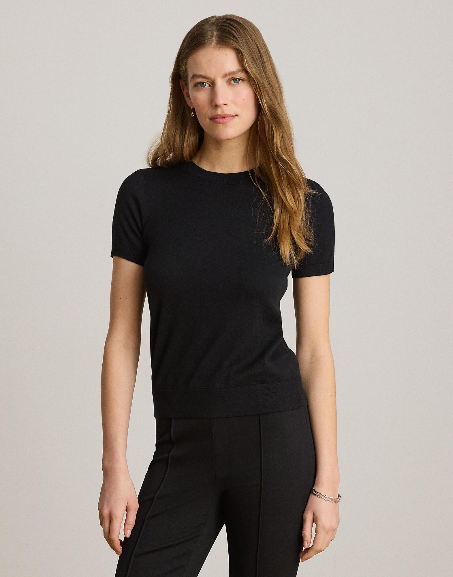 Cotton-Modal Short-Sleeve Sweater