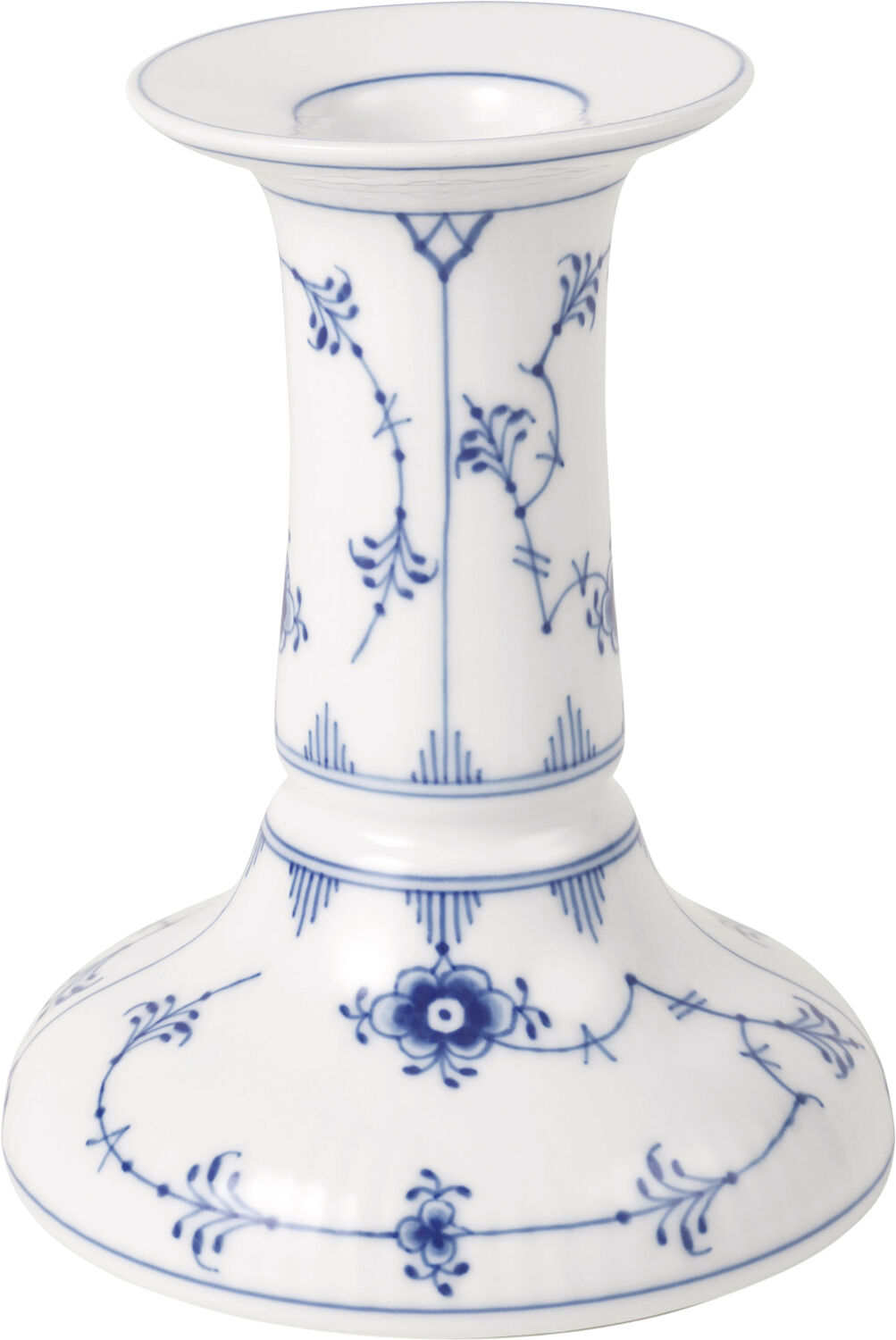 Musselmalet Riflet Lysestage, 11,5 cm