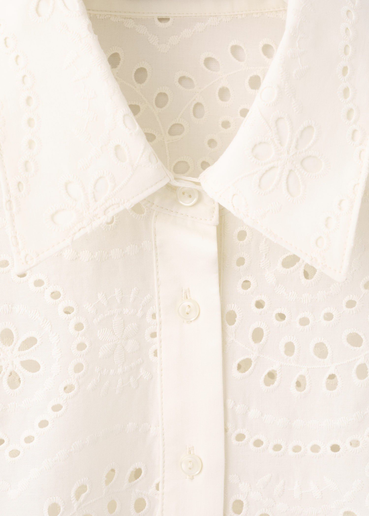 Cotton shirt with broderie anglaise