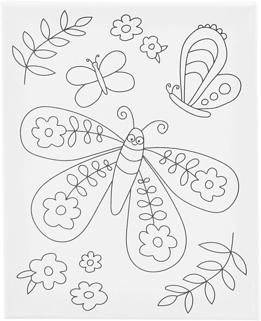 Malerl&aelig;rred med print, Stor sommerfugl, str. 24x30 cm.