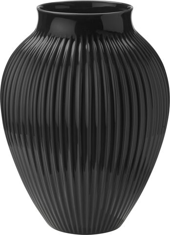 Knabstrup, vase, riller sort, 35 cm
