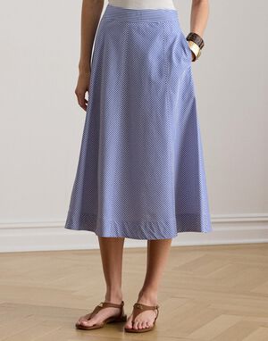 Striped Paneled Cotton Broadcloth Skirt