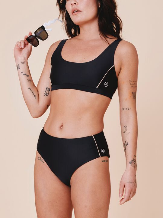 Agung Colorblock sporty bikini top - Nero