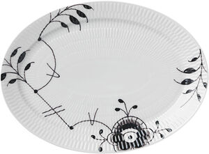 Black Fluted Mega 28 cm oval tallrik