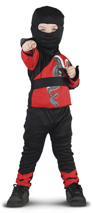 Mini ninja Blus. byxor, bälte och huva