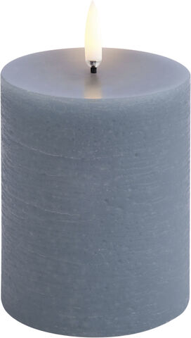 LED pillar candle, Hazy blue, Rustic, 7,8 x 10,1 cm (4/24)