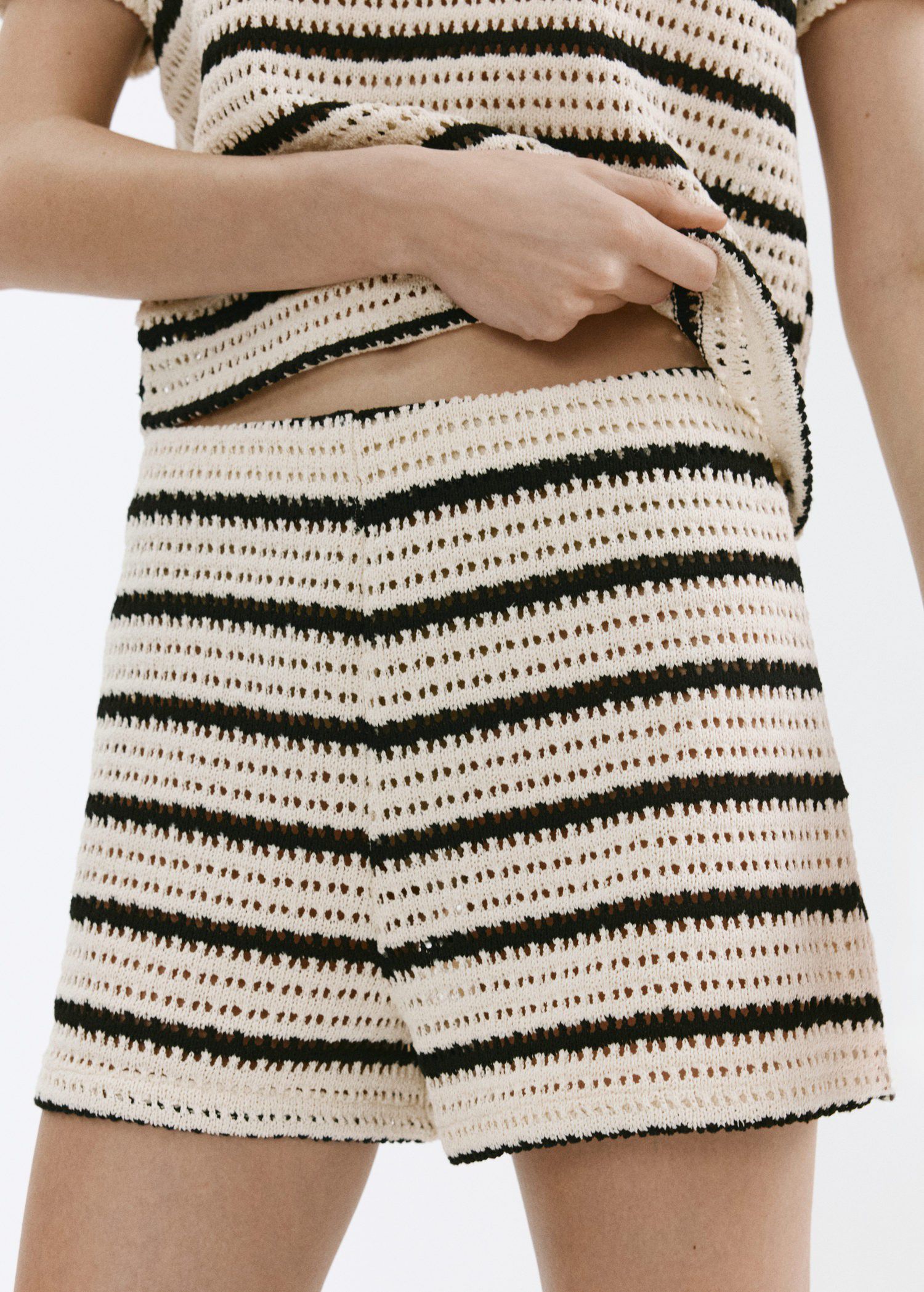 Striped crochet shorts