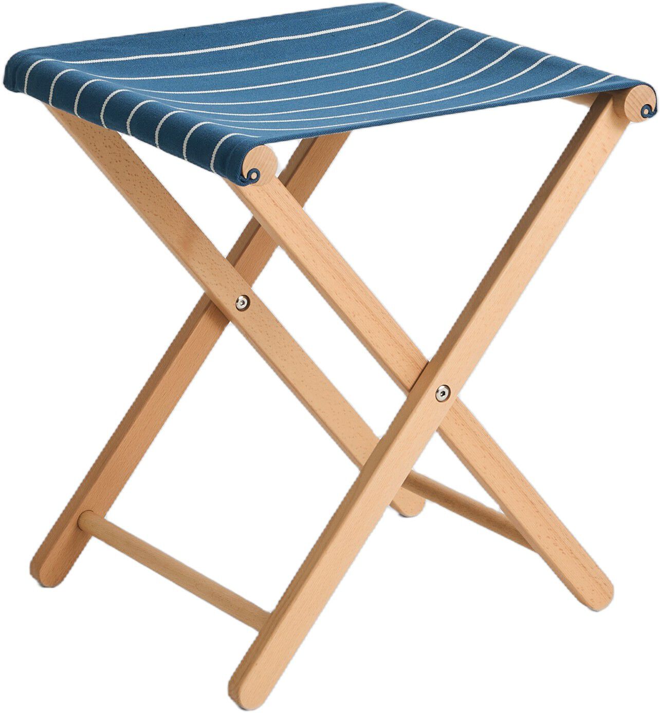Outdoor Market Folding Stool - Blue with beige stripe -