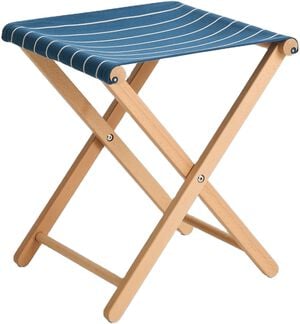 Outdoor Market Folding Stool - Blue with beige stripe -