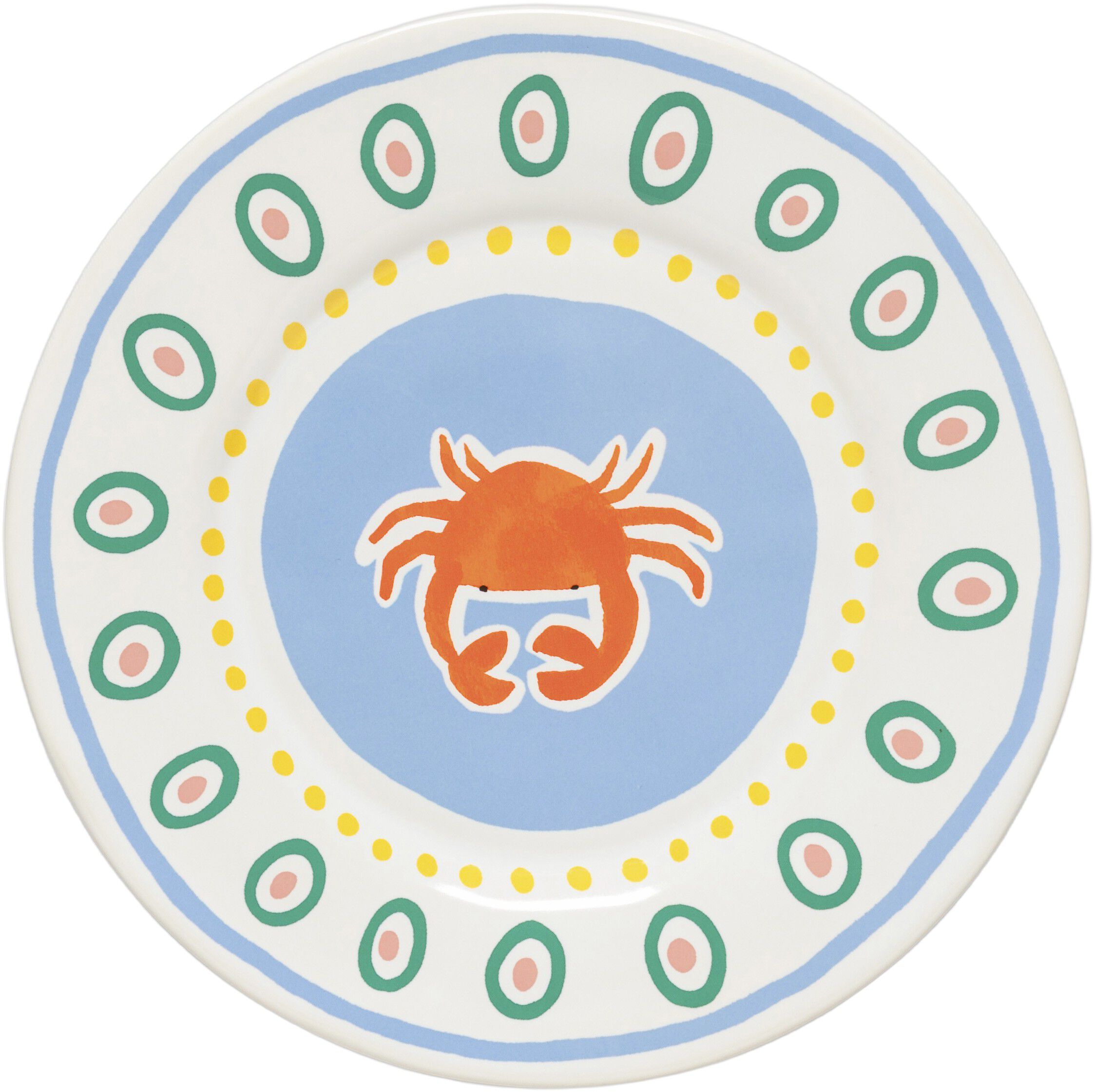 Tallrik flat Bliss 22 cm Bl&aring;/Koral/Rosa/Gr&ouml;n Keramik