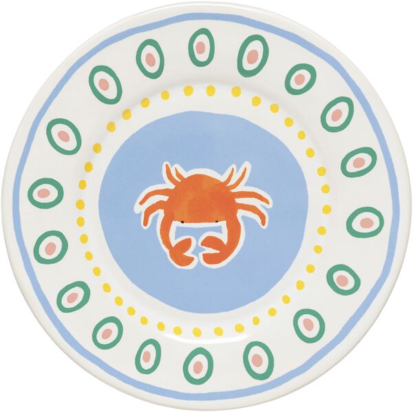 Tallrik flat Bliss 22 cm Blå/Koral/Rosa/Grön Keramik