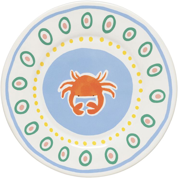 Tallrik flat Bliss 22 cm Blå/Koral/Rosa/Grön Keramik