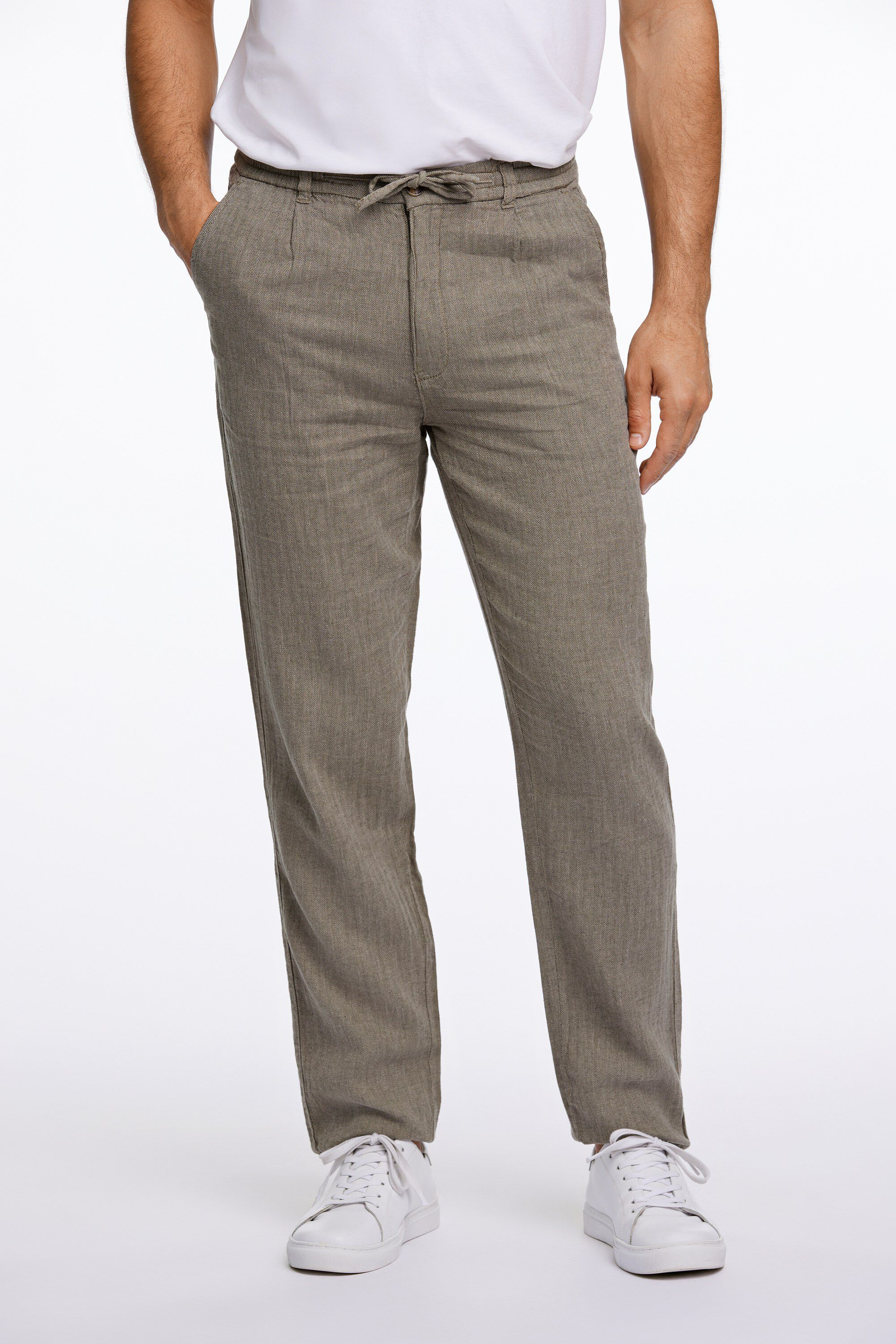 Linen blend herringbone pants