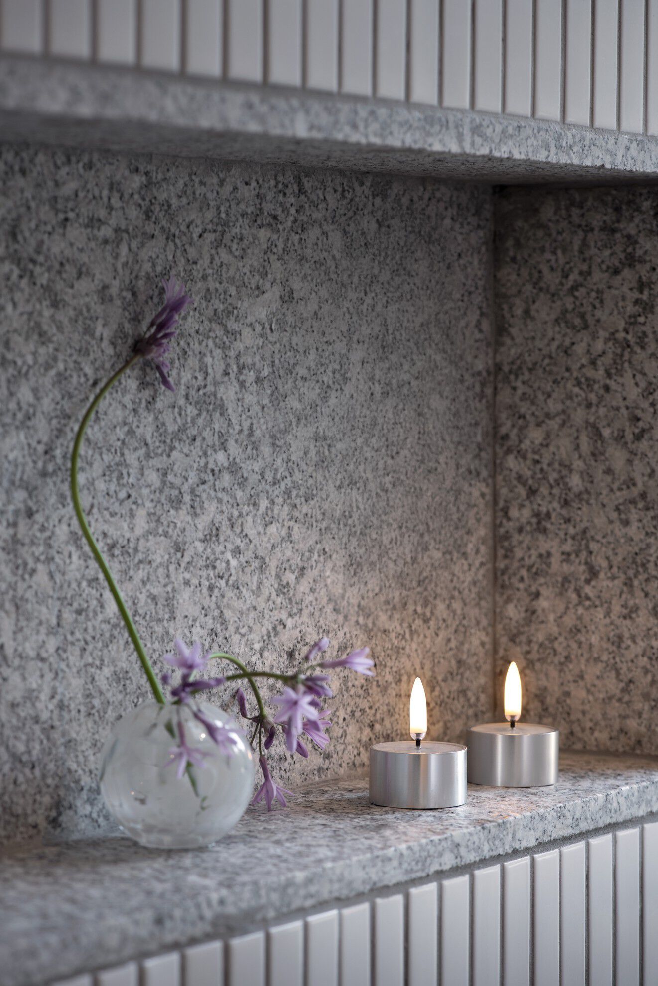 LED melted tealight, Silver finish, 2-pack, 4,1x2,3 cm