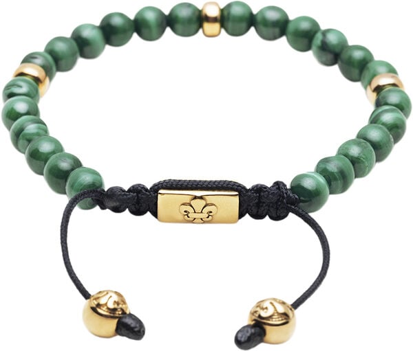 Men's Beaded Bracelet with Malachite and Gold Plating