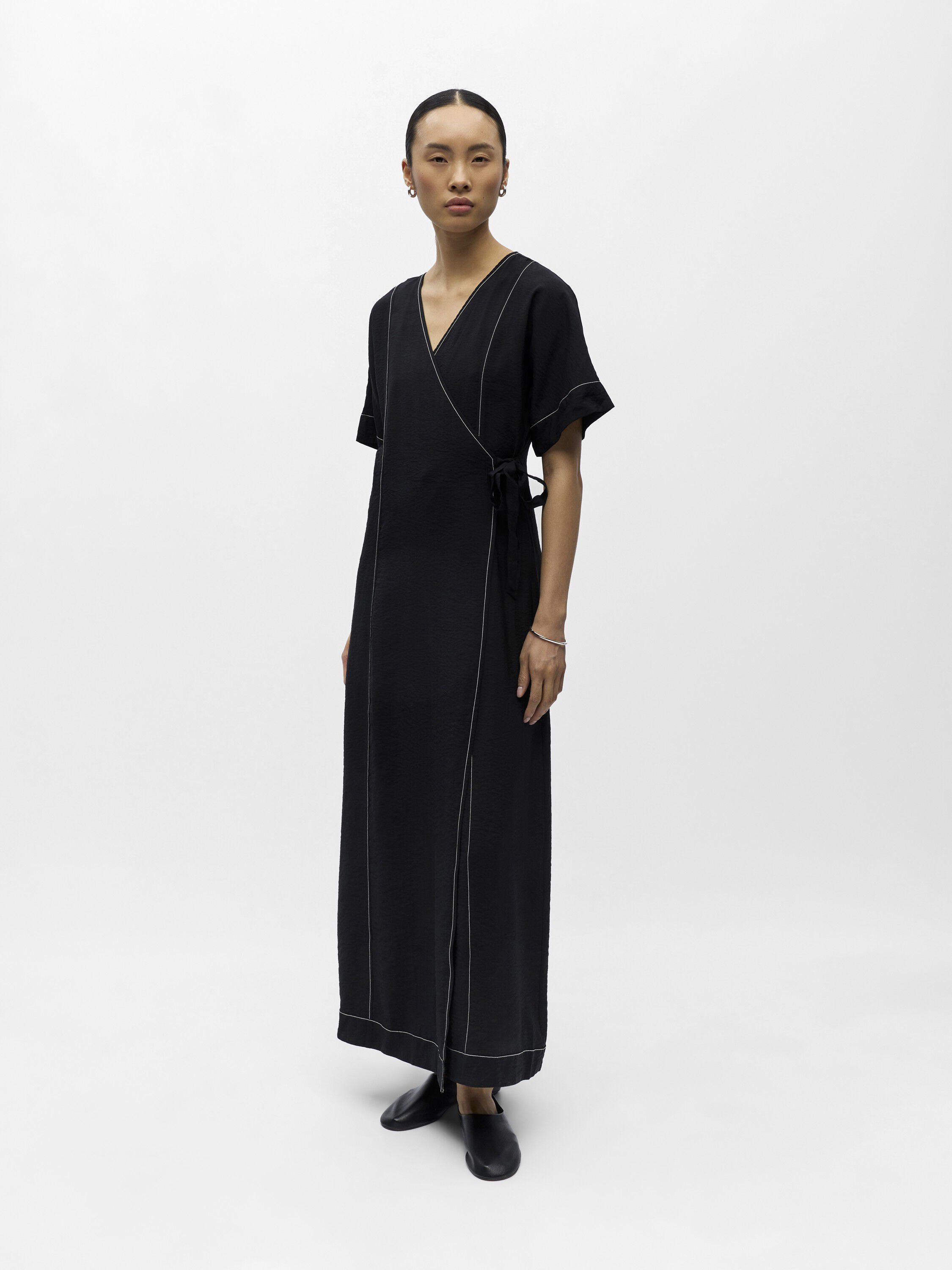 Objjacira S/S Re Long Wrap Dress Noos