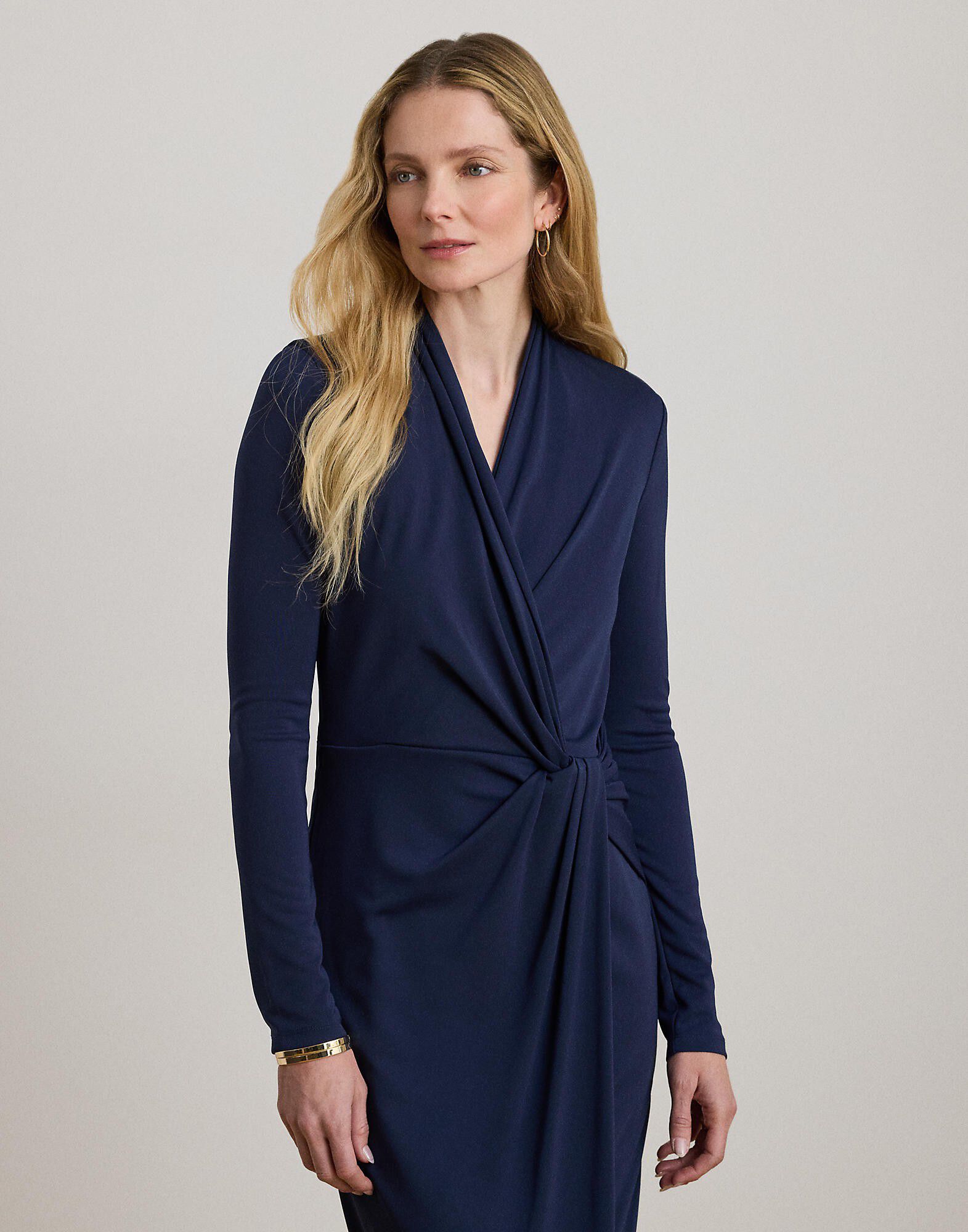 Twist-Front Jersey Surplice Dress