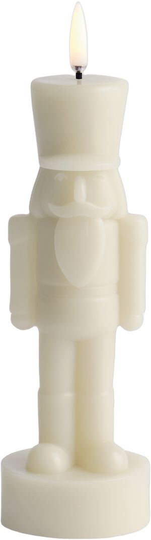 LED candle, Nutcracker, Oyster grey, Smooth, 7x21 cm