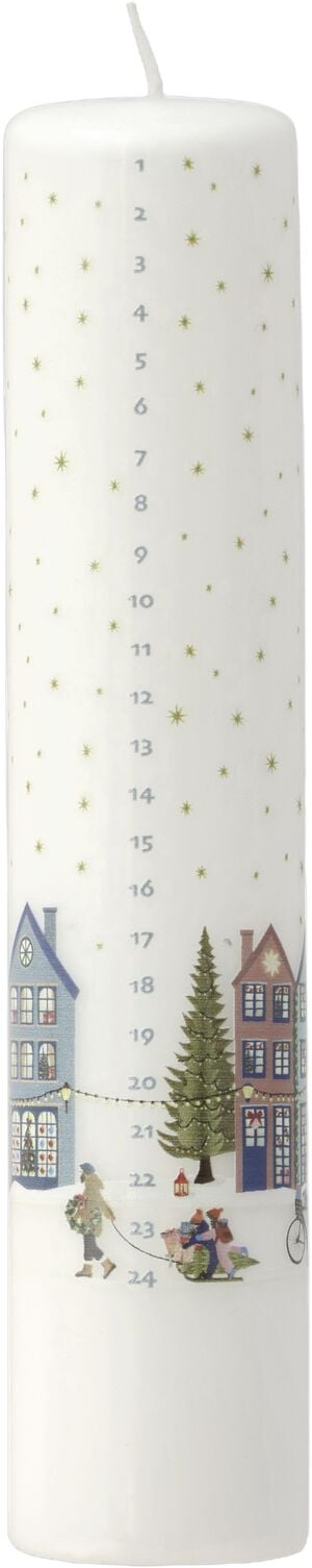 Kalenderljus Vinter 5 x 25 cm Vit/Guldstj&auml;rna Paraffin