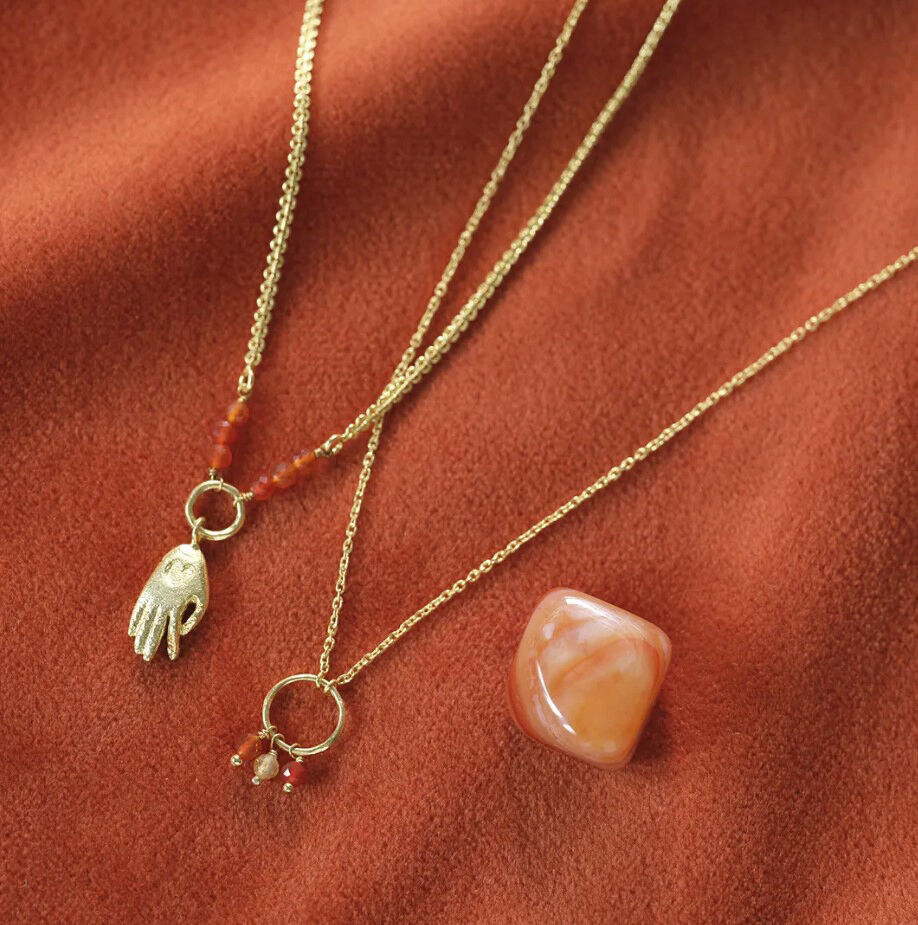 Sentiment Carnelian Citrine Necklace GP