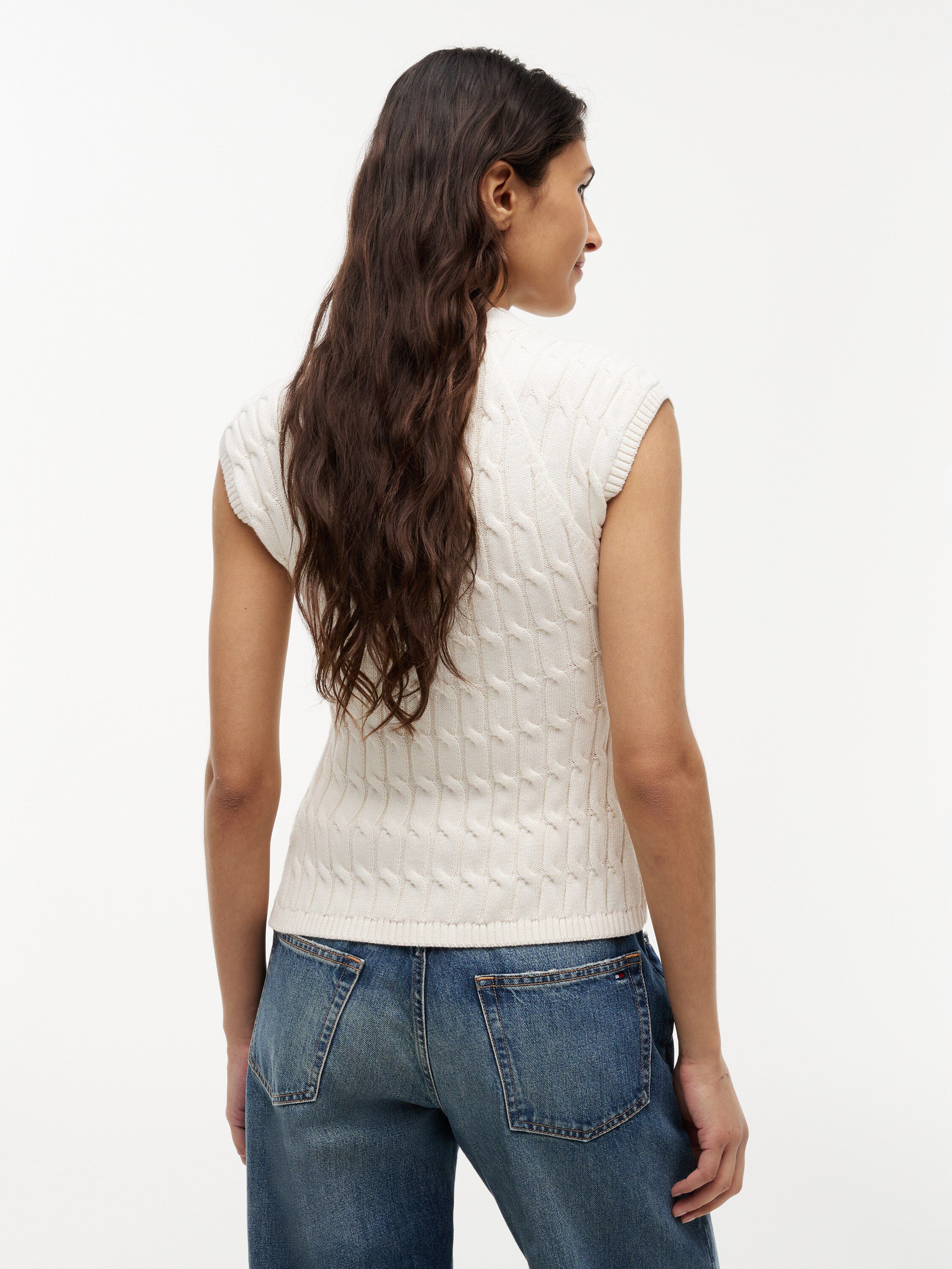 MID GG CABLE VEST CARDI