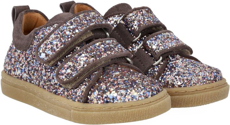 Funklende glitter-sneaker med ruski