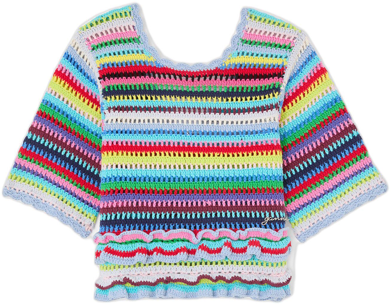 Cotton Crochet Multistripe Top