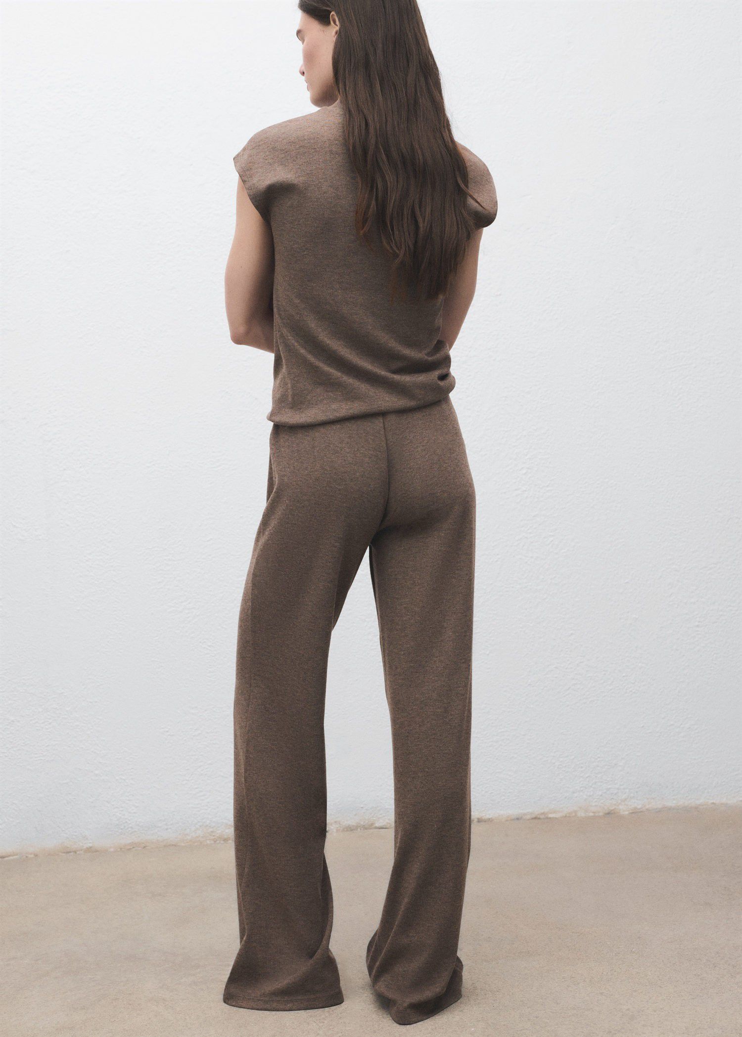 Knitted trousers with elastic waist