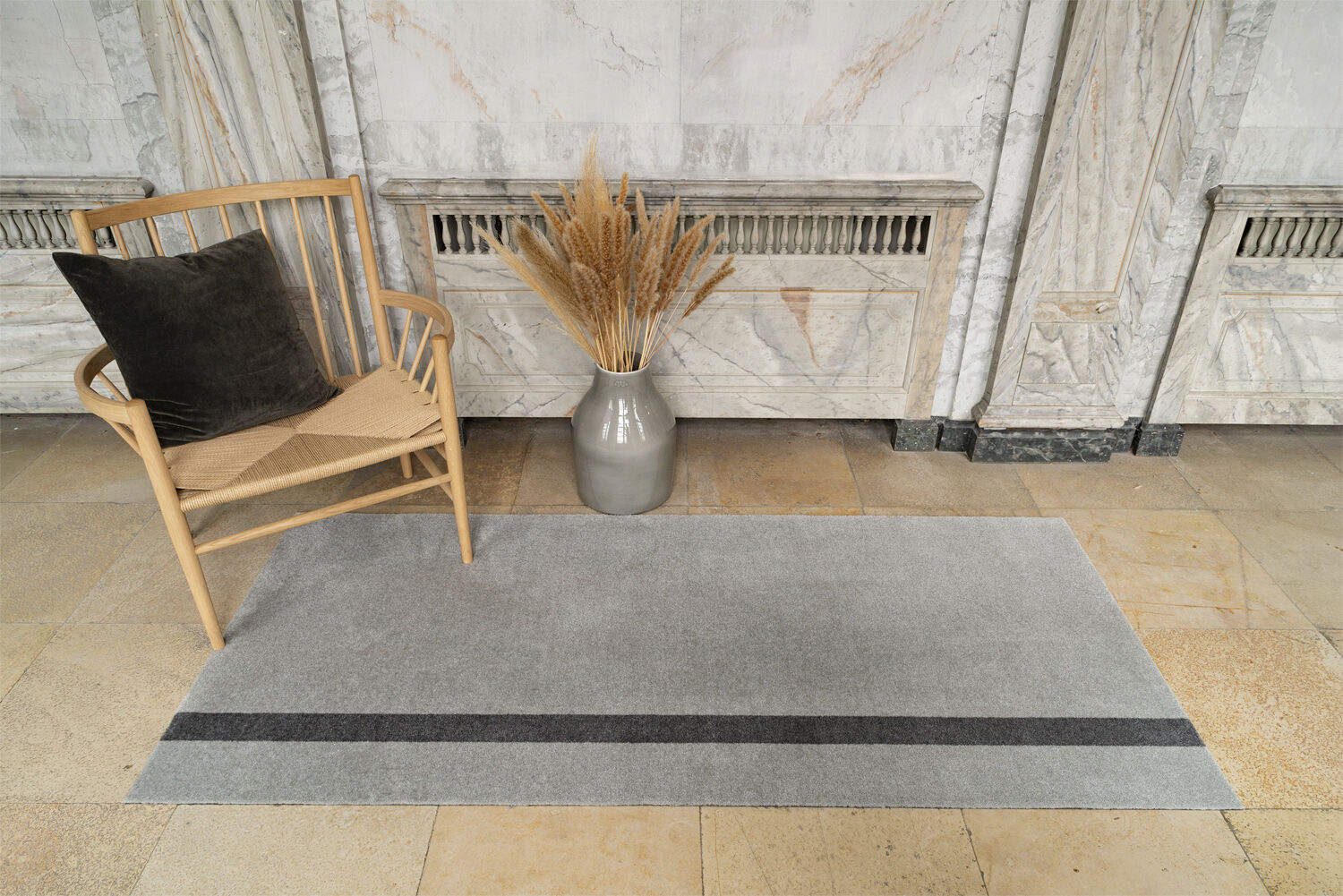 L&oslash;ber, 130x90 cm, stripe vertical lysegr&aring;/steelgrey